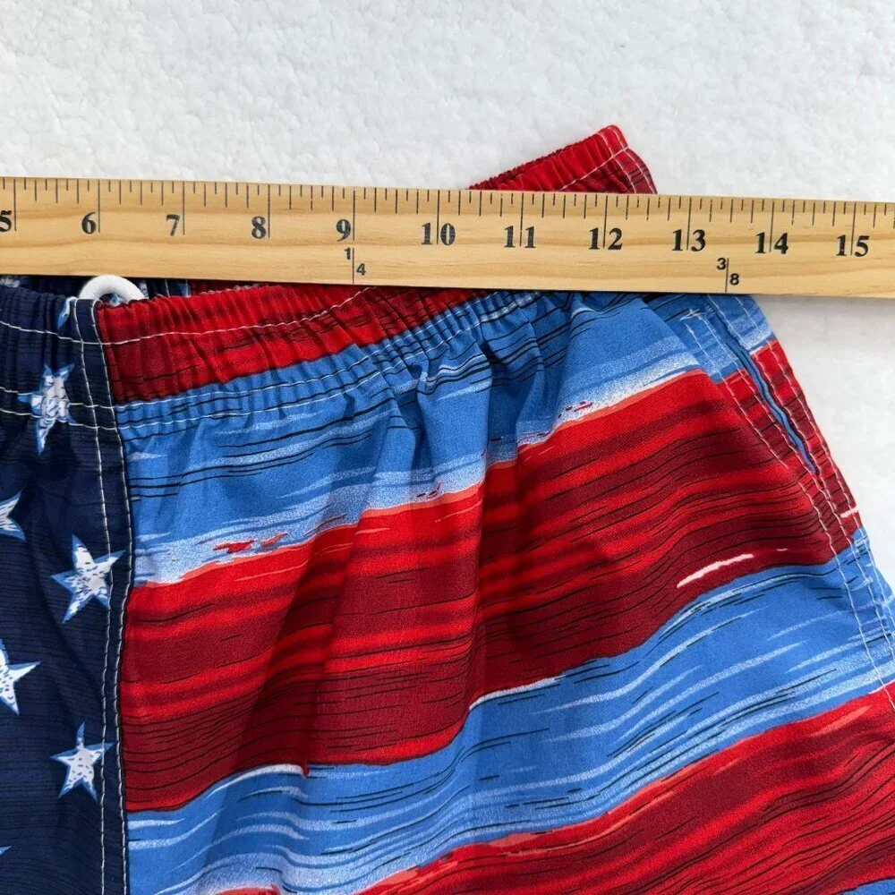 Sunsations American‎ Flag Graphic Swim Trunks Mens 10